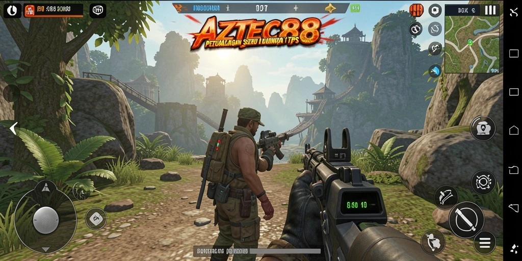 Screenshot gameplay AZTEC88 yang menunjukkan aksi mendebarkan dalam TPS.