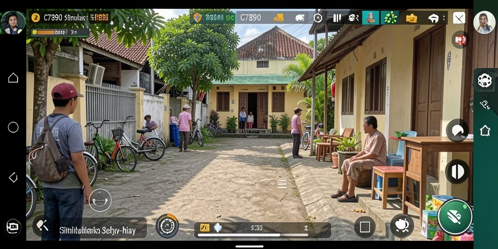 Gameplay C7890 yang menampilkan kehidupan sehari-hari yang realistis.