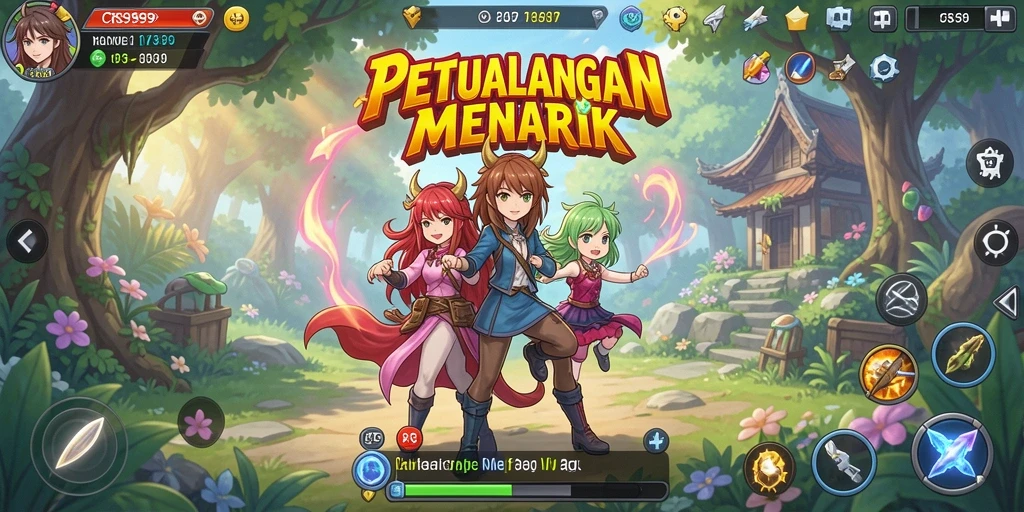 Tampilan gameplay yang menampilkan pertempuran karakter Anime yang dinamis.