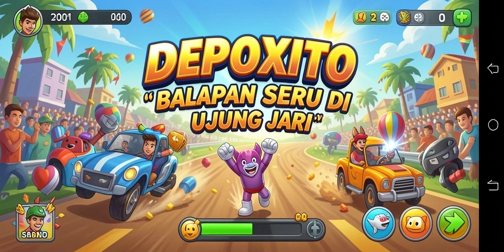 Tampilan menarik dari gameplay balapan DEPOXITO.
