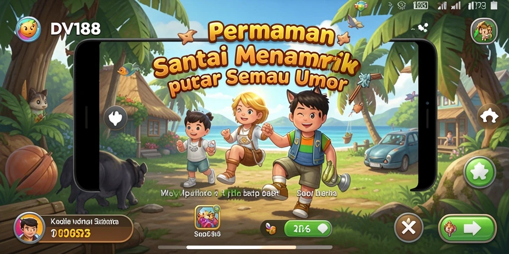 Tampilan gameplay menawan dari DV188 yang penuh warna dan menghibur.