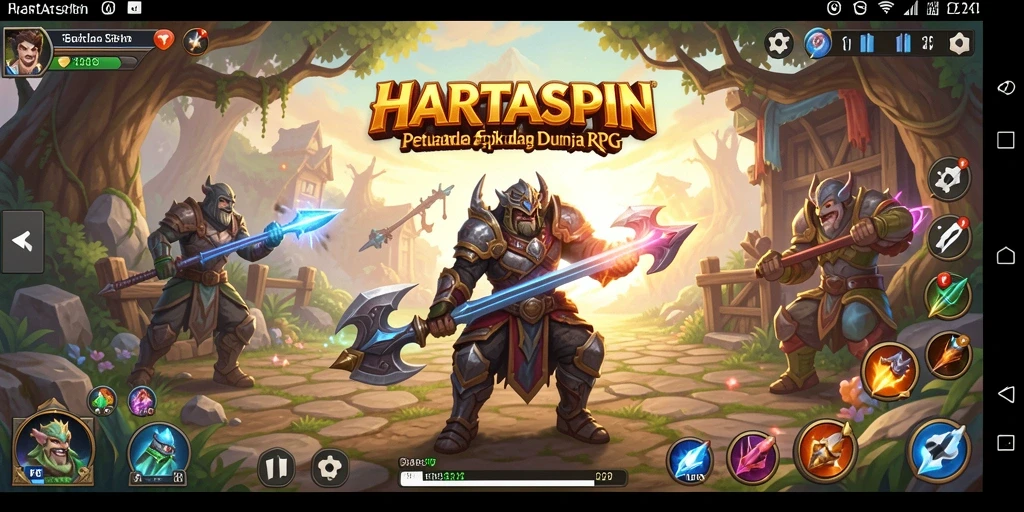 Tampilan gameplay HARTASPIN yang menampilkan aksi RPG yang mendebarkan.