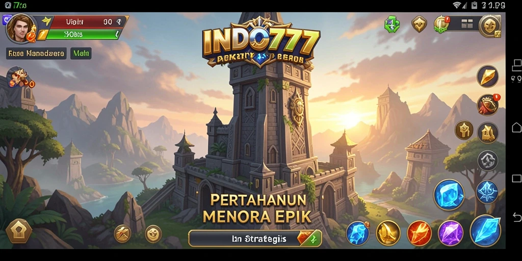 Tangkapan layar gameplay INDO777 yang menunjukkan aksi pertahanan menara yang seru.