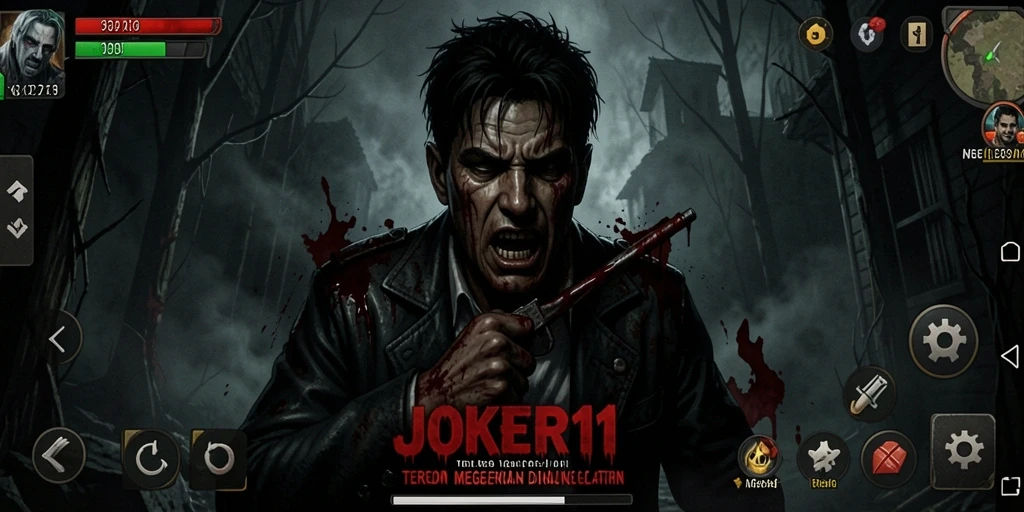 Screenshot menunjukkan suasana kegelapan mencekam dalam JOKER11.