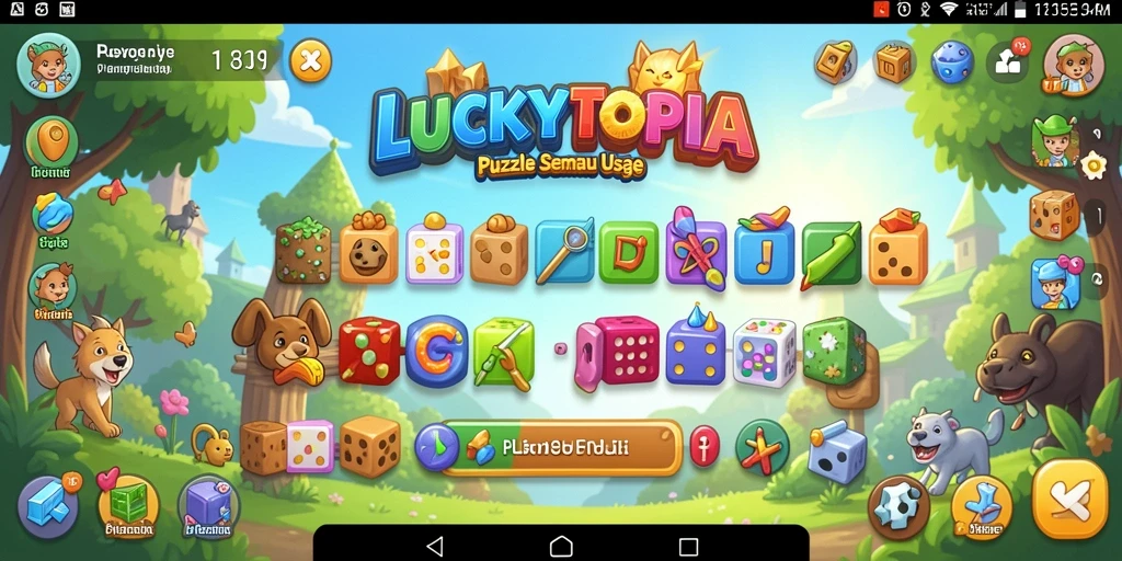 Tampilan gameplay LUCKYTOPIA yang menantang dan interaktif.