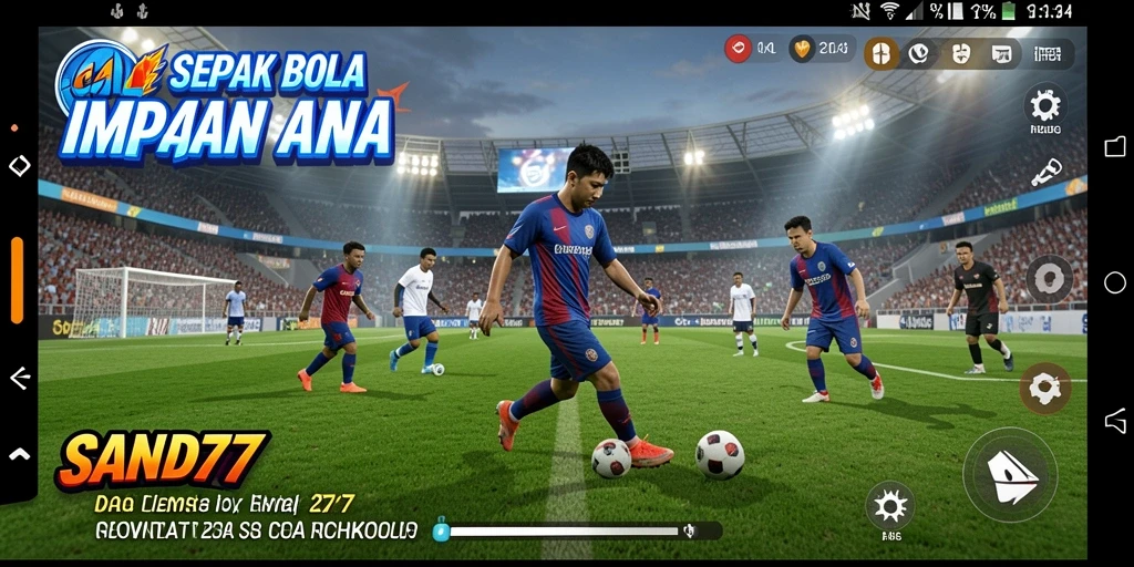 Gameplay seru penuh aksi sepak bola di SAND77.