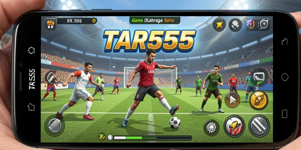 Tampilan layar gameplay <strong>TAR555</strong> yang menampilkan aksi seru olahraga.