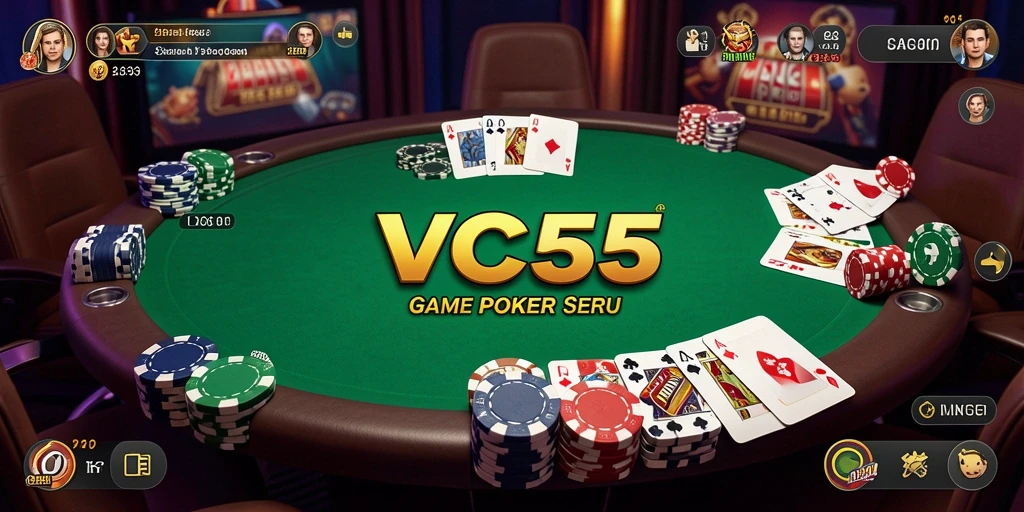 Tampilan gameplay VC55 yang menegangkan saat bermain Poker.