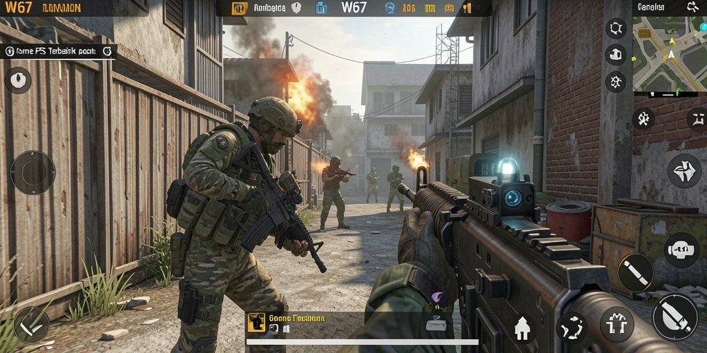 Tampilan gameplay aksion mendebarkan dari game FPS W67.